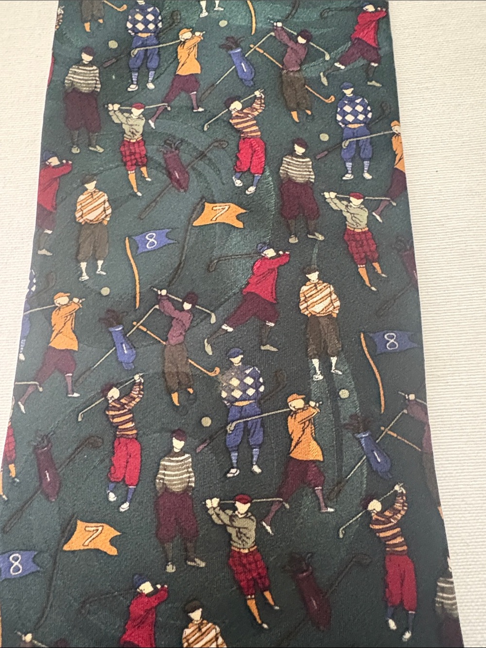 Classic Dark Green Golf-Pattern Men's Tie